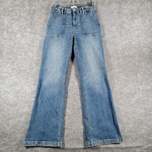 KanCan Melody High Rise Wide Flare Jeans Womens 9/28 Blue Denim Stretch Modern